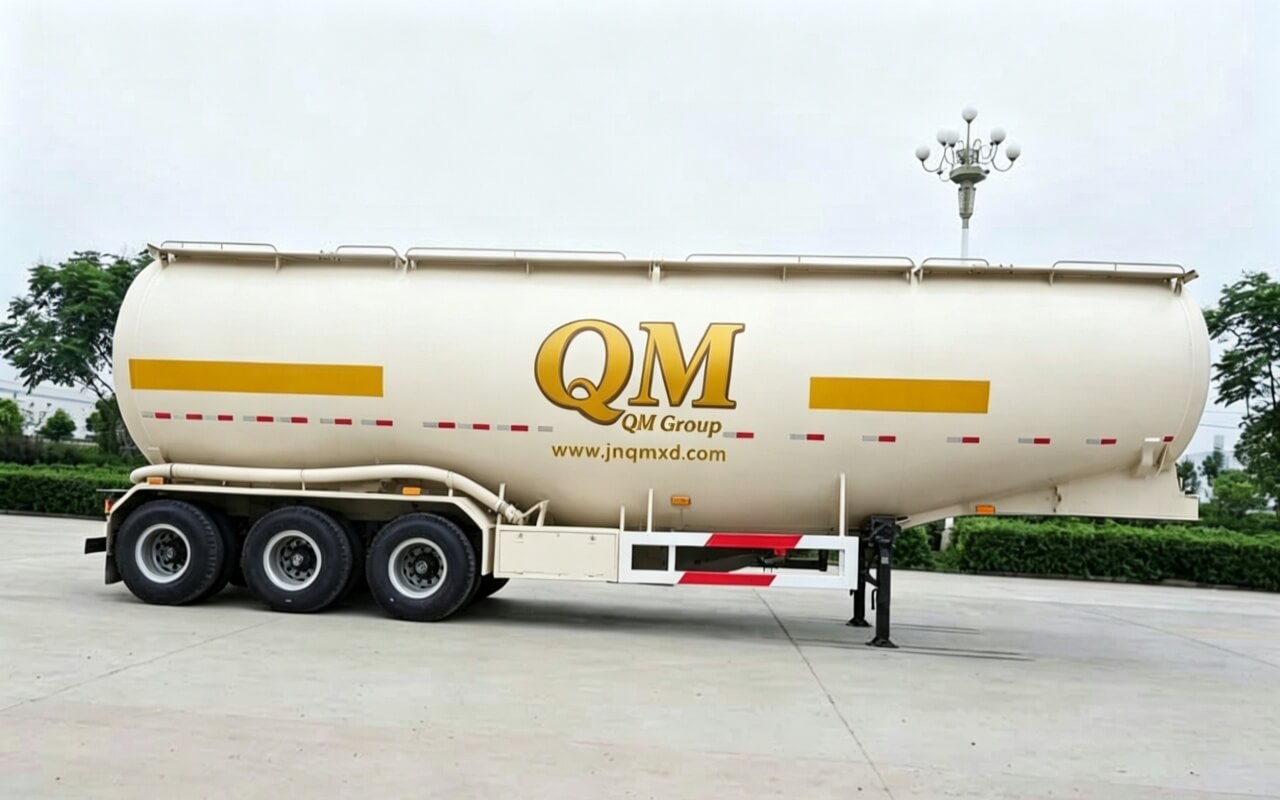 散装水泥下灰车 高效率粉料运输半挂车